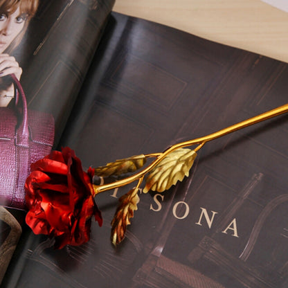 ดอกไม้ประดิษฐ์ดอกกุหลาบชุบฟอยล์สีทอง 24K จัดส่งสีแบบสุ่ม, 24K Golden Foil Plated