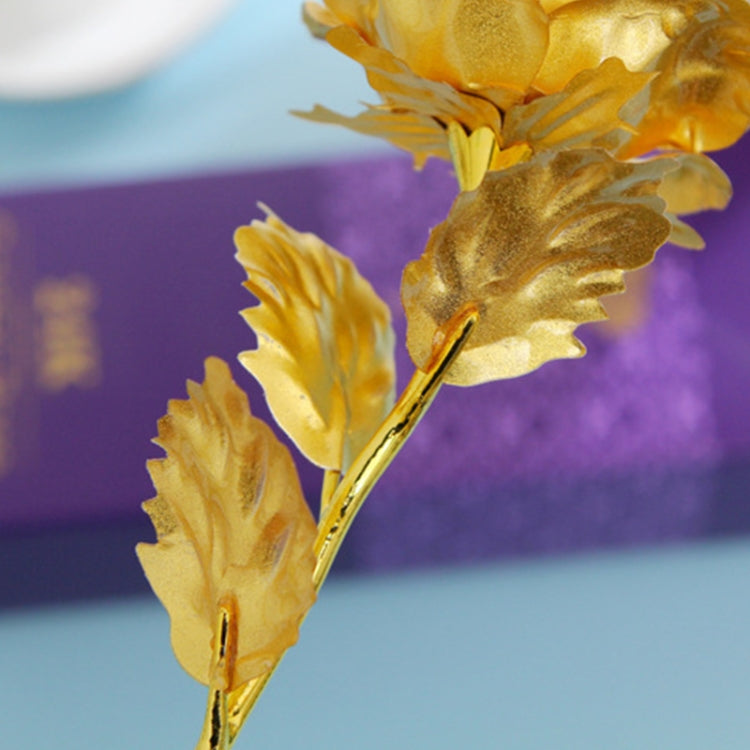 ดอกไม้ประดิษฐ์ดอกกุหลาบชุบฟอยล์สีทอง 24K จัดส่งสีแบบสุ่ม, 24K Golden Foil Plated