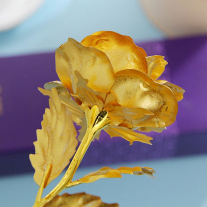 ดอกไม้ประดิษฐ์ดอกกุหลาบชุบฟอยล์สีทอง 24K จัดส่งสีแบบสุ่ม, 24K Golden Foil Plated