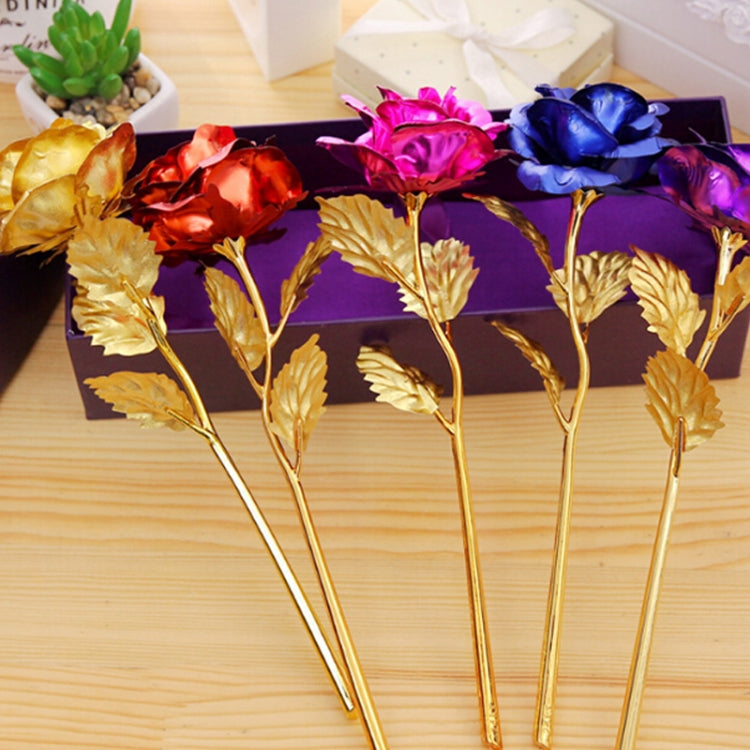ดอกไม้ประดิษฐ์ดอกกุหลาบชุบฟอยล์สีทอง 24K จัดส่งสีแบบสุ่ม, 24K Golden Foil Plated