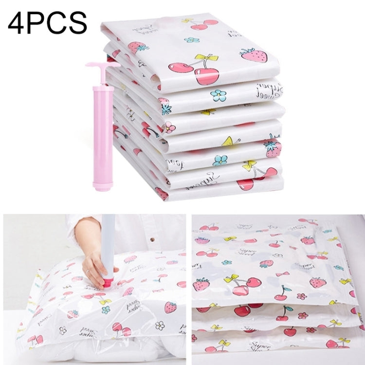 4PCS ประหยัดพื้นที่ถุงเก็บฝุ่นลายสีลูกกวาด, ผ้าห่ม Thinken แบบป้องกันการระเบิดเสื้อผ้าถุงเก็บซีลสูญญากาศพร้อมปั๊มมือฟรีขนาด: 50 * 70 ซม., Size: 50*70 cm