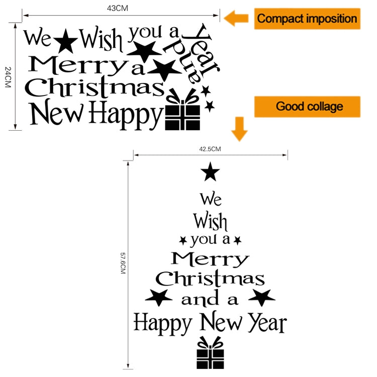 Blessing Christmas Tree ห้องนั่งเล่นกระจกหน้าต่างประตูที่ถอดออกได้สติกเกอร์ติดผนังคริสต์มาสตกแต่ง, Blessing Christmas Tree (Black), Blessing Christmas Tree (Red), Blessing Christmas Tree (White)