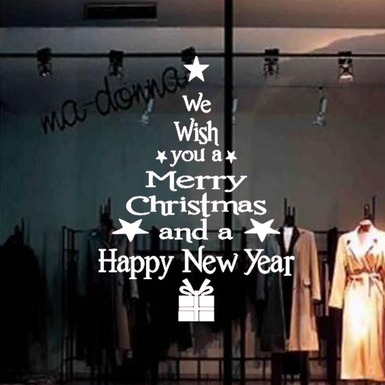 Blessing Christmas Tree ห้องนั่งเล่นกระจกหน้าต่างประตูที่ถอดออกได้สติกเกอร์ติดผนังคริสต์มาสตกแต่ง, Blessing Christmas Tree (Black), Blessing Christmas Tree (Red), Blessing Christmas Tree (White)