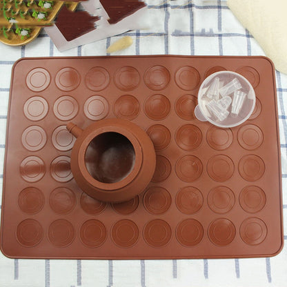 ห้องครัวย่างแผ่นซิลิโคนขนาดใหญ่ + หม้อกรอบ + กล่องสีอบชุดแม่พิมพ์มาการอง, Macaron Mold Suit