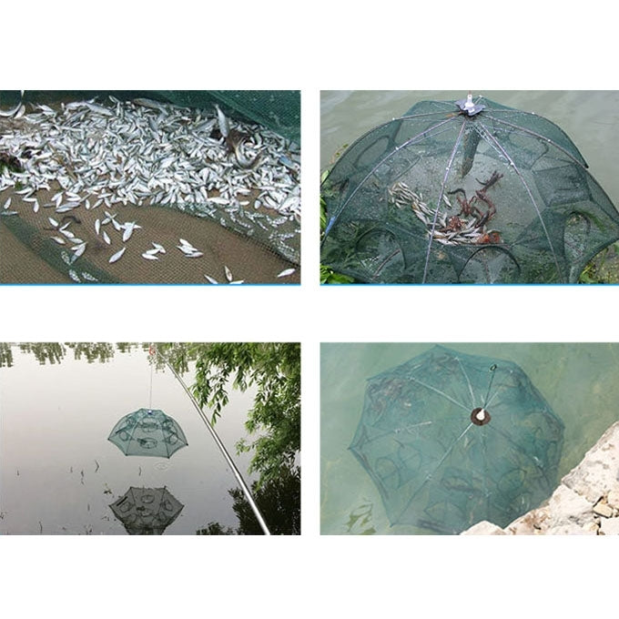 6 หลุมอัตโนมัติพับตกปลาสุทธิไนลอนกุ้งปู Minnow กับดักปลา Cast Net Fishing Tackle, 6 Holes