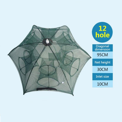 12 หลุมอัตโนมัติพับตกปลาสุทธิไนลอนกุ้งปู Minnow กับดักปลา Cast NET Fishing Tackle, 12 Holes