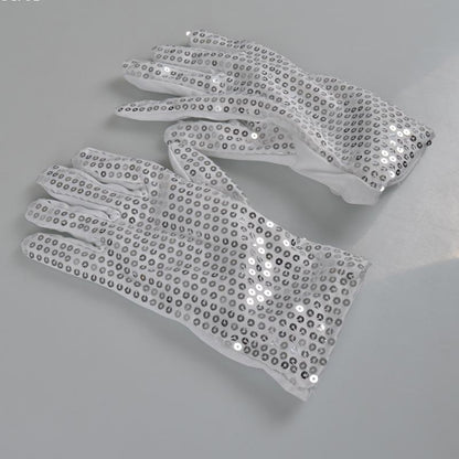 1 คู่เลื่อมเรืองแสงถุงมือ LED แฟลชถุงมือเต้นรำและอุปกรณ์ปาร์ตี้ฮาโลวีนคริสต์มาสและอุปกรณ์เทศกาลอื่นๆ, Sequins Glowing Gloves