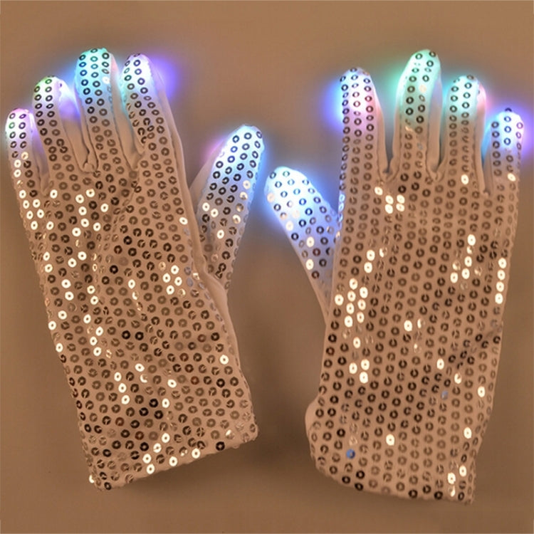 1 คู่เลื่อมเรืองแสงถุงมือ LED แฟลชถุงมือเต้นรำและอุปกรณ์ปาร์ตี้ฮาโลวีนคริสต์มาสและอุปกรณ์เทศกาลอื่นๆ, Sequins Glowing Gloves