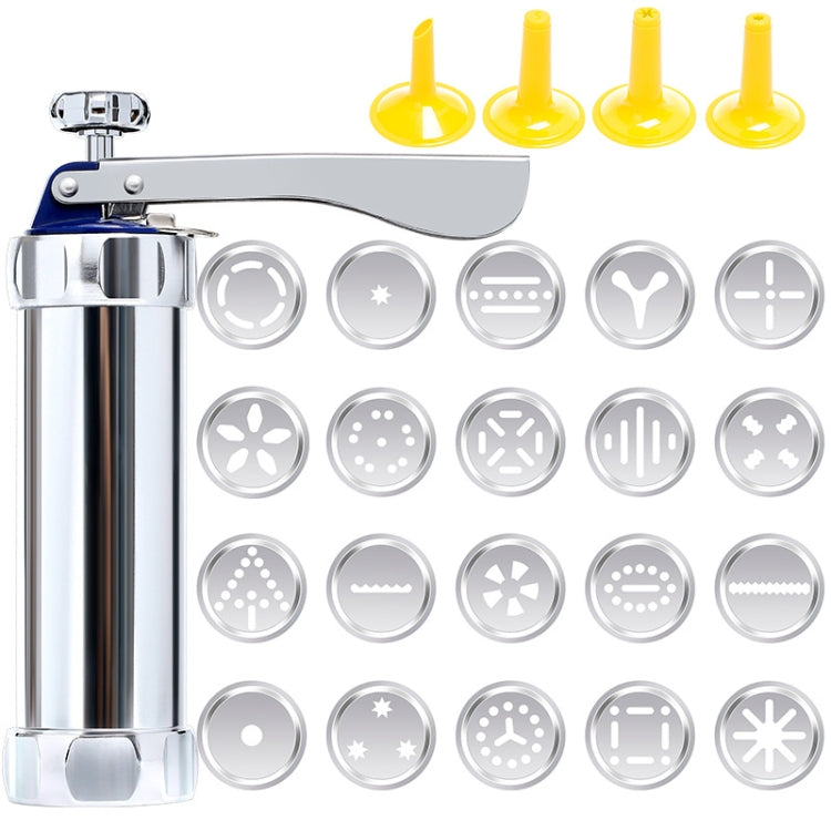 Multi-Function ในครัวเรือนคุกกี้บิสกิตเครื่องมือแม่พิมพ์ตกแต่งติดตั้ง DIY เบเกอรี่ 20 แม่พิมพ์และ 4 หัวฉีด, Multi-function silver