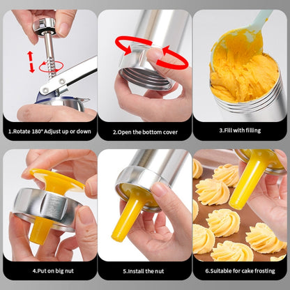 Multi-Function ในครัวเรือนคุกกี้บิสกิตเครื่องมือแม่พิมพ์ตกแต่งติดตั้ง DIY เบเกอรี่ 20 แม่พิมพ์และ 4 หัวฉีด, Multi-function silver