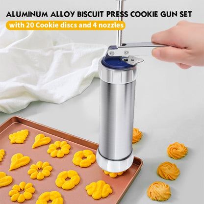 Multi-Function ในครัวเรือนคุกกี้บิสกิตเครื่องมือแม่พิมพ์ตกแต่งติดตั้ง DIY เบเกอรี่ 20 แม่พิมพ์และ 4 หัวฉีด, Multi-function silver