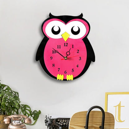 11*10 นิ้วเด็กห้องนอนตกแต่งห้องแบตเตอรี่ดำเนินการรูป Mute Non Ticking รอบควอตซ์นาฬิกา, Owl