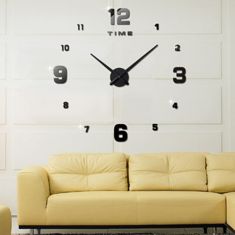 ห้องนอนตกแต่งบ้าน Mirrored Number Frameless ขนาดใหญ่ 3D DIY สติ๊กเกอร์ติดผนังนาฬิกาปิดเสียงขนาด: 100 * 100 ซม., 3M005 (Black), 3M005 (Gold), 3M005 (Silver)