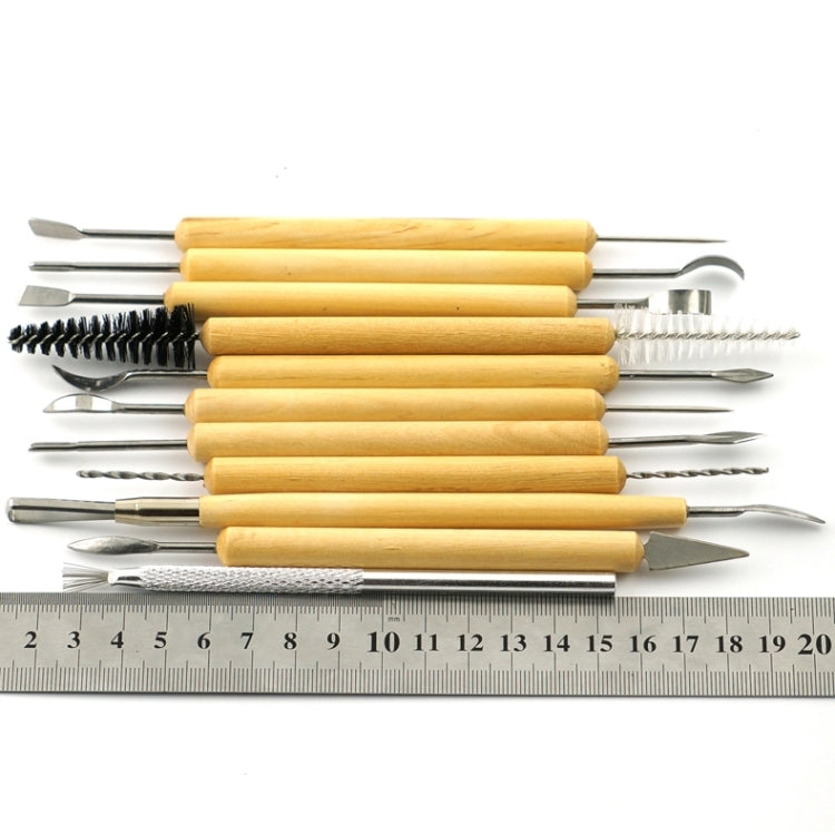 11 in 1 ไม้ DIY เครื่องตัดดินเครื่องปั้นดินเผาประติมากรรมดินชุดมีดยูทิลิตี้, Sculpture Utility Knife Set