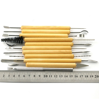 11 in 1 ไม้ DIY เครื่องตัดดินเครื่องปั้นดินเผาประติมากรรมดินชุดมีดยูทิลิตี้, Sculpture Utility Knife Set