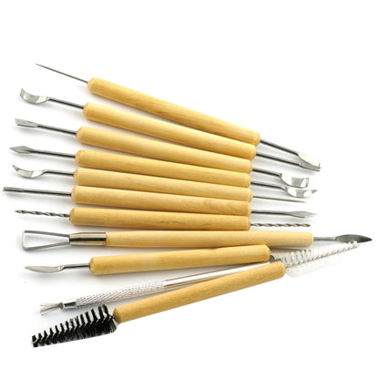 11 in 1 ไม้ DIY เครื่องตัดดินเครื่องปั้นดินเผาประติมากรรมดินชุดมีดยูทิลิตี้, Sculpture Utility Knife Set