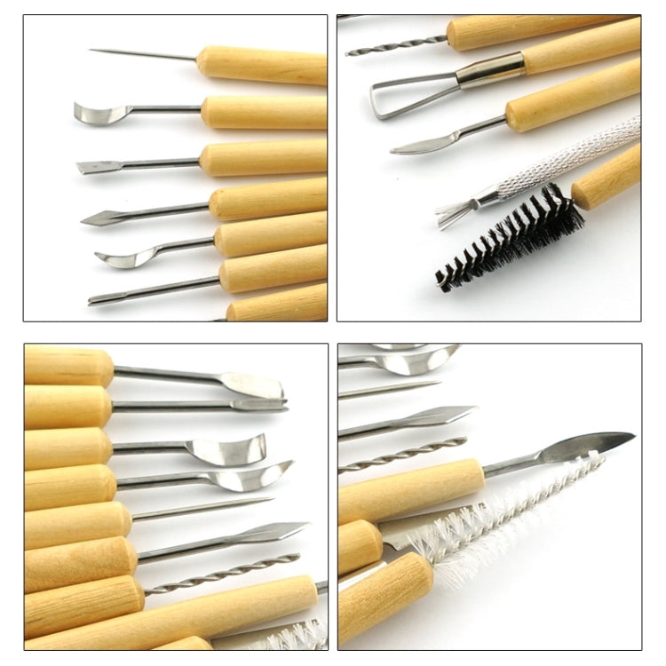 11 in 1 ไม้ DIY เครื่องตัดดินเครื่องปั้นดินเผาประติมากรรมดินชุดมีดยูทิลิตี้, Sculpture Utility Knife Set