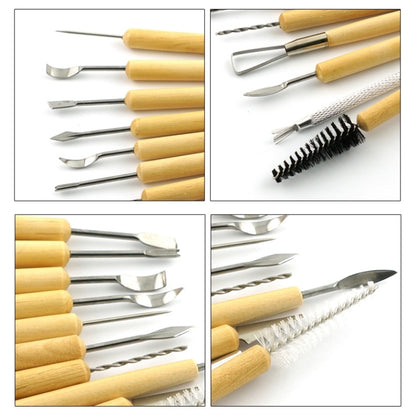 11 in 1 ไม้ DIY เครื่องตัดดินเครื่องปั้นดินเผาประติมากรรมดินชุดมีดยูทิลิตี้, Sculpture Utility Knife Set