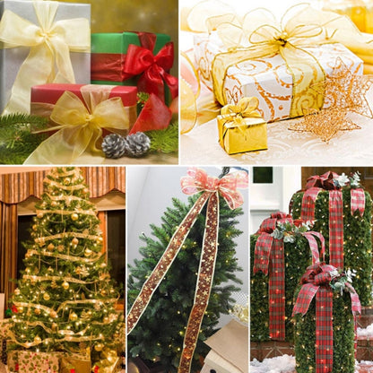 2m Christmas Party ตกแต่ง Glitter Powder ริบบิ้นตกแต่งต้นคริสต์มาส