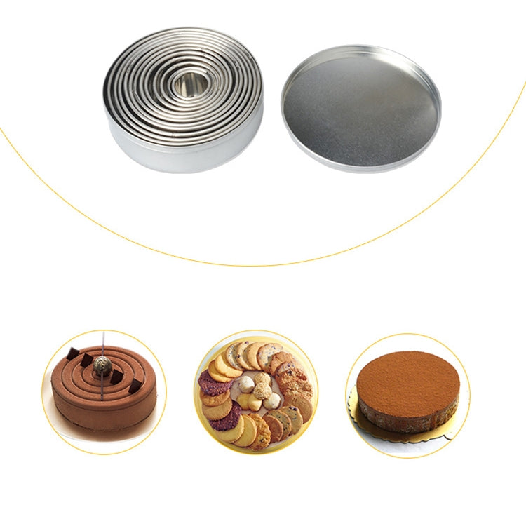 12 ชิ้น / เซ็ตสแตนเลสทรงกลมตัดแม่พิมพ์มูสเค้กโดนัทอบเครื่องมือ, Round Shape(12 PCS / Set)