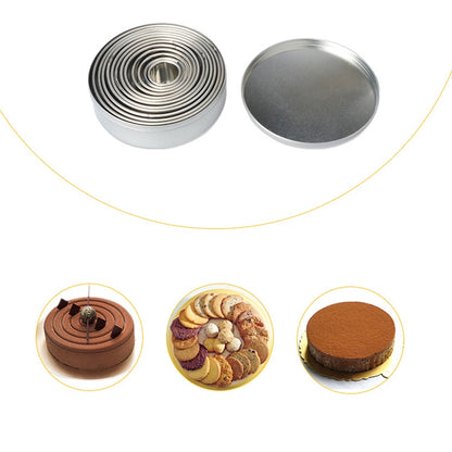 12 ชิ้น / เซ็ตสแตนเลสทรงกลมตัดแม่พิมพ์มูสเค้กโดนัทอบเครื่องมือ, Round Shape(12 PCS / Set)