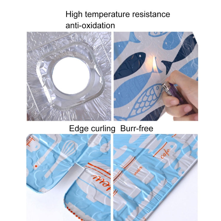 2 ชิ้นเตาแก๊สป้องกันบนโต๊ะอาหารพิมพ์ฟอยล์ทนความร้อน Anti-Fouling Liner ทำความสะอาดเครื่องมือห้องครัว Mat