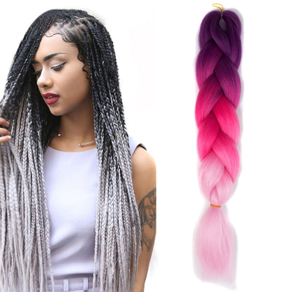 แฟชั่นสีไล่โทนสีบุคคลวิกผมถักเปียไฟเบอร์เคมี Braids ใหญ่ ความยาว: 60 ซม. (18 น้ำเงิน + ฟ้า), 01, 02, 03, 06, 08, 15, 16, 17, 18, 26, 27, 28, 29, 54, 59