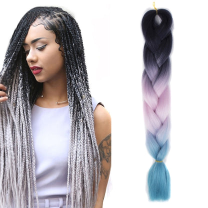 แฟชั่นสีไล่โทนสีบุคคลวิกผมถักเปียไฟเบอร์เคมี Braids ใหญ่ ความยาว: 60 ซม. (18 น้ำเงิน + ฟ้า), 01, 02, 03, 06, 08, 15, 16, 17, 18, 26, 27, 28, 29, 54, 59