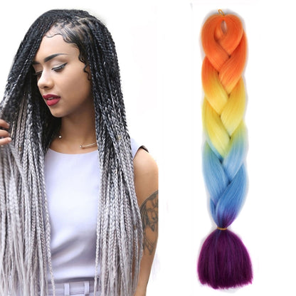 แฟชั่นสีไล่โทนสีบุคคลวิกผมถักเปียไฟเบอร์เคมี Braids ใหญ่ ความยาว: 60 ซม. (18 น้ำเงิน + ฟ้า), 01, 02, 03, 06, 08, 15, 16, 17, 18, 26, 27, 28, 29, 54, 59