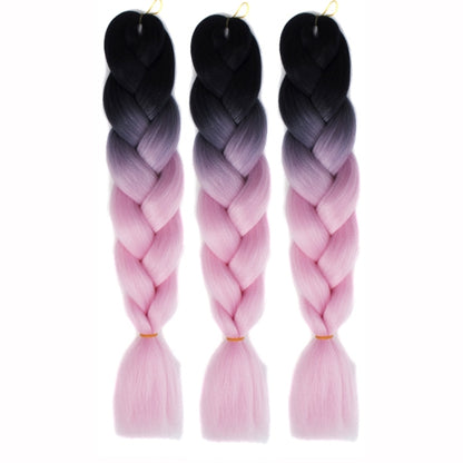 แฟชั่นสีไล่โทนสีแต่ละวิกผมถักเปียไฟเบอร์เคมี Braids ใหญ่จัดส่งสีแบบสุ่ม ความยาว: 60 ซม, Random Color Delivery