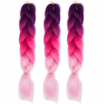 แฟชั่นสีไล่โทนสีแต่ละวิกผมถักเปียไฟเบอร์เคมี Braids ใหญ่จัดส่งสีแบบสุ่ม ความยาว: 60 ซม, Random Color Delivery
