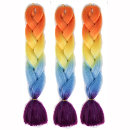 แฟชั่นสีไล่โทนสีแต่ละวิกผมถักเปียไฟเบอร์เคมี Braids ใหญ่จัดส่งสีแบบสุ่ม ความยาว: 60 ซม, Random Color Delivery