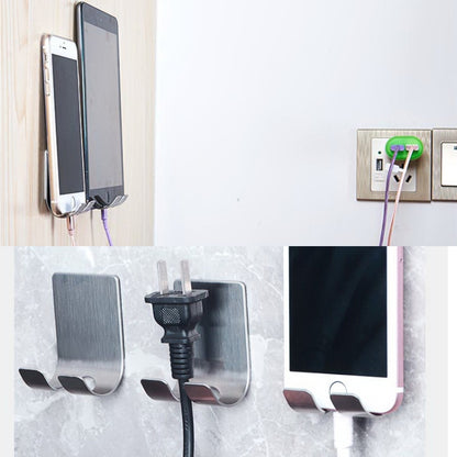 ตะขอแขวนสายไฟสแตนเลสห้องน้ำชั้นเก็บของแบบไม่เจาะรูขนาด: 61x45 มม, Stainless Steel Plug Power Cord Hook