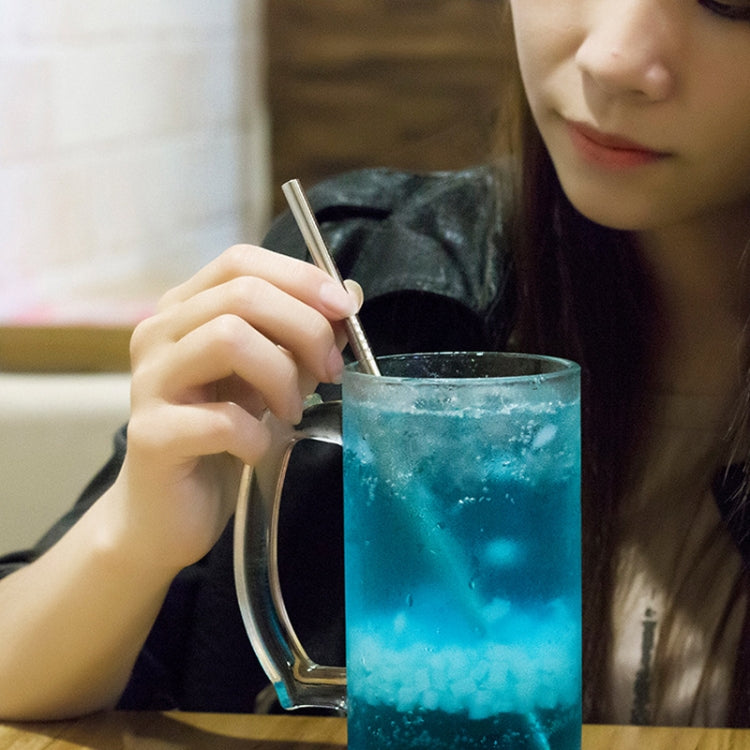 หลอดดูดดื่มแบบตรงสแตนเลสแบบใช้ซ้ำได้ 5 ชิ้น + ชุดแปรงทำความสะอาดชุด 215*6 มม, 215*6mm (Straight)