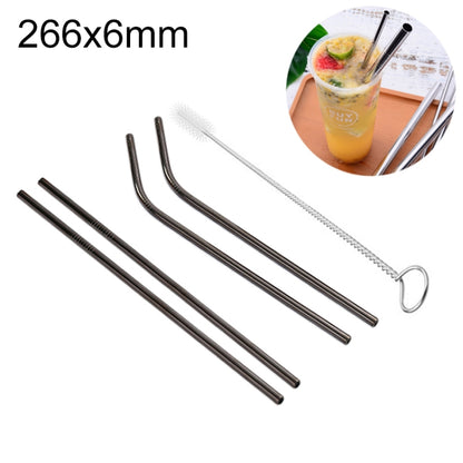 หลอดดื่มสแตนเลสแบบใช้ซ้ำได้ 4 ชิ้น + ชุดแปรงทำความสะอาด, 266*6 มม, 266*6mm (Combination)