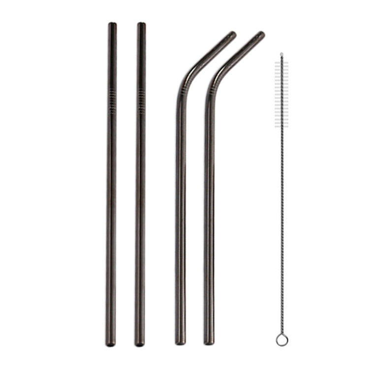 หลอดดื่มสแตนเลสแบบใช้ซ้ำได้ 4 ชิ้น + ชุดแปรงทำความสะอาด, 266*6 มม, 266*6mm (Combination)