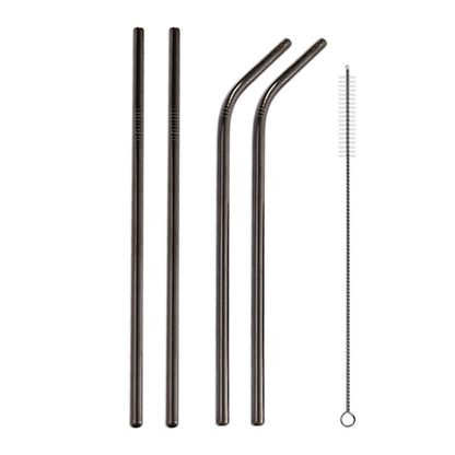 หลอดดื่มสแตนเลสแบบใช้ซ้ำได้ 4 ชิ้น + ชุดแปรงทำความสะอาด, 266*6 มม, 266*6mm (Combination)
