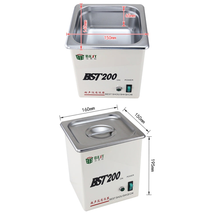 BEST-200 เครื่องทำความสะอาดอัลตราโซนิกสแตนเลส 1.5 ลิตร (แรงดันไฟฟ้า 220V), BEST-200 1.5L