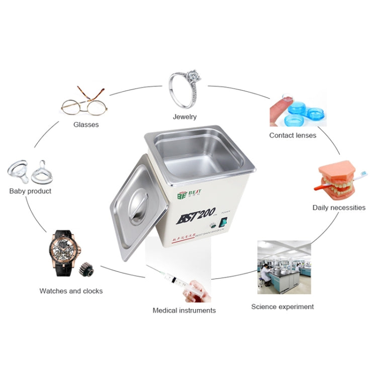 BEST-200 เครื่องทำความสะอาดอัลตราโซนิกสแตนเลส 1.5 ลิตร (แรงดันไฟฟ้า 220V), BEST-200 1.5L