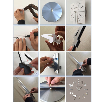 ห้องนอนตกแต่งบ้านกระจก 3D ขนาดใหญ่ DIY สติ๊กเกอร์ติดผนังนาฬิกาขนาด: 100*100 ซม, 3M003 (Black), 3M003 (Silver)