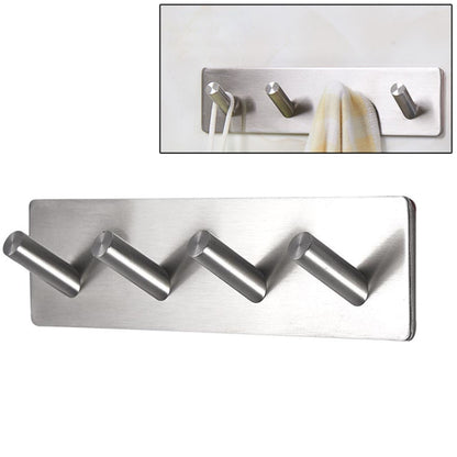 สแตนเลสสี่แถวเฉียง เบ็ด ห้องน้ำ ราวแขวนเสื้อผ้าแบบไม่มีรูพรุน, Four Oblique Row Hook