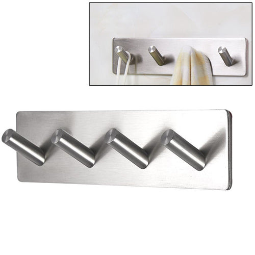 สแตนเลสสี่แถวเฉียง เบ็ด ห้องน้ำ ราวแขวนเสื้อผ้าแบบไม่มีรูพรุน, Four Oblique Row Hook