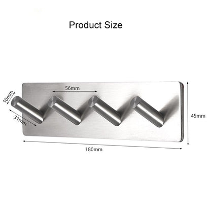 สแตนเลสสี่แถวเฉียง เบ็ด ห้องน้ำ ราวแขวนเสื้อผ้าแบบไม่มีรูพรุน, Four Oblique Row Hook