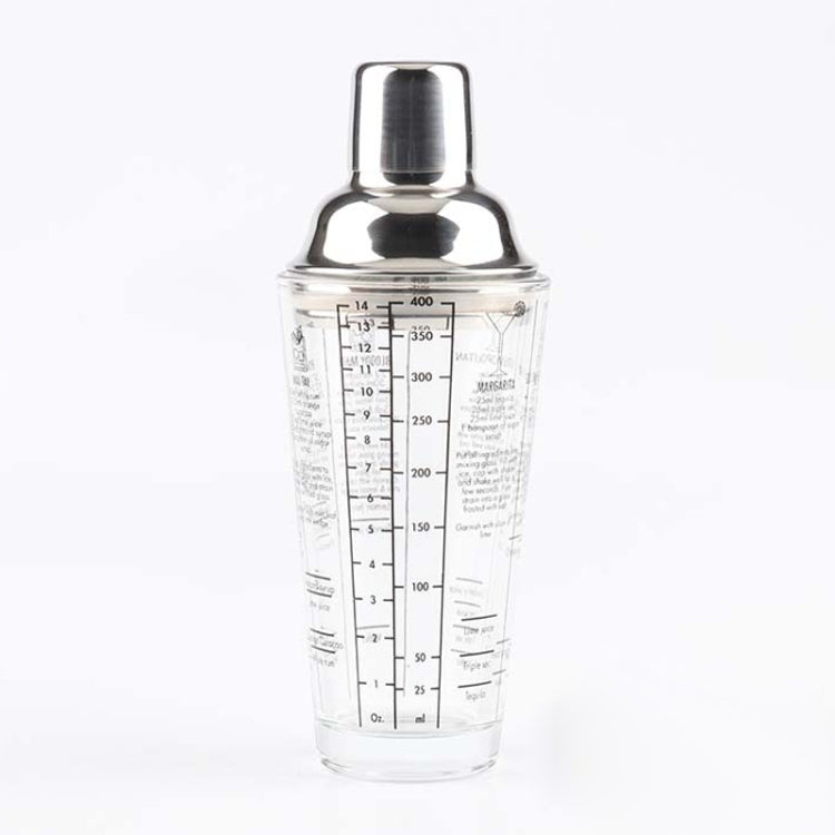 เครื่องมือเชคเกอร์ค็อกเทลแก้วสแตนเลสถ้วยชานมพร้อมสเกลความจุ: 450 มล, 450ml Cocktail Shaker