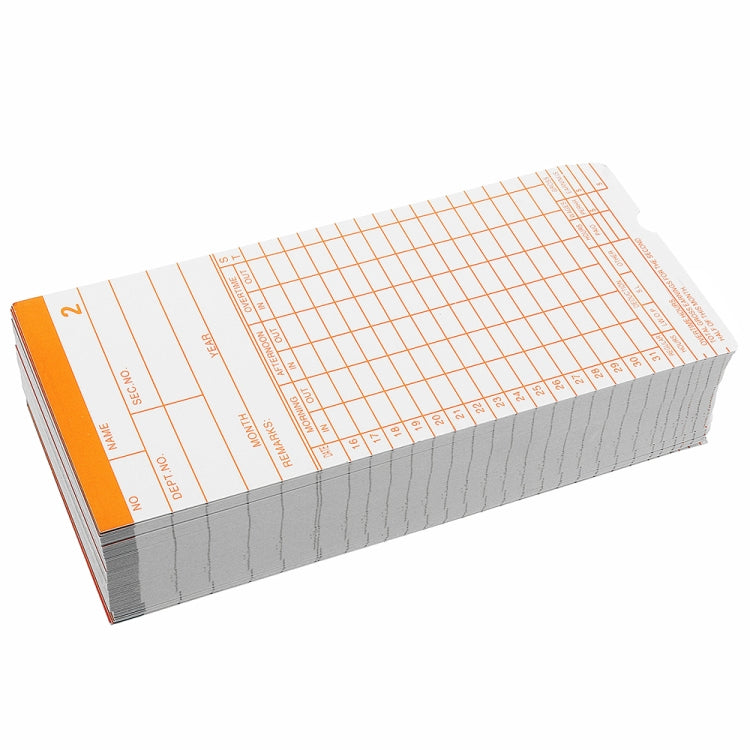บัตรลงเวลากระดาษ 100 ชิ้น, Paper Time Card