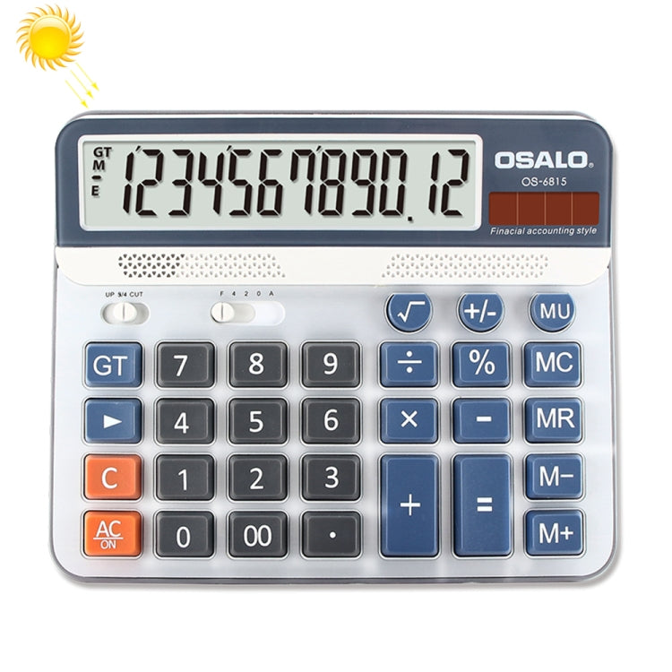 OSALO OS-6815 เครื่องคิดเลขเดสก์ท็อป 12 หลักพลังงานแสงอาทิตย์เครื่องคิดเลขพลังงานคู่, OS-6815
