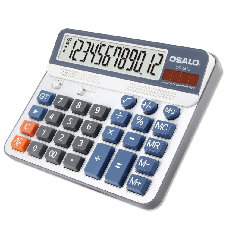 OSALO OS-6815 เครื่องคิดเลขเดสก์ท็อป 12 หลักพลังงานแสงอาทิตย์เครื่องคิดเลขพลังงานคู่, OS-6815