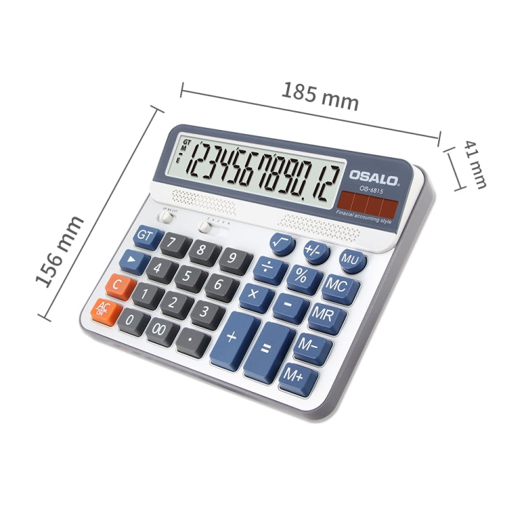 OSALO OS-6815 เครื่องคิดเลขเดสก์ท็อป 12 หลักพลังงานแสงอาทิตย์เครื่องคิดเลขพลังงานคู่, OS-6815