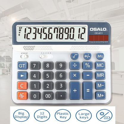 OSALO OS-6815 เครื่องคิดเลขเดสก์ท็อป 12 หลักพลังงานแสงอาทิตย์เครื่องคิดเลขพลังงานคู่, OS-6815