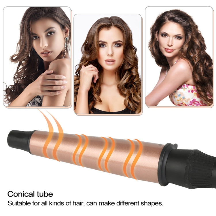 เครื่องม้วนผมเซรามิกทรงกรวยขนาด 1-1.5 นิ้วพร้อมถุงมือทนความร้อน ปลั๊ก UK, UK Plug